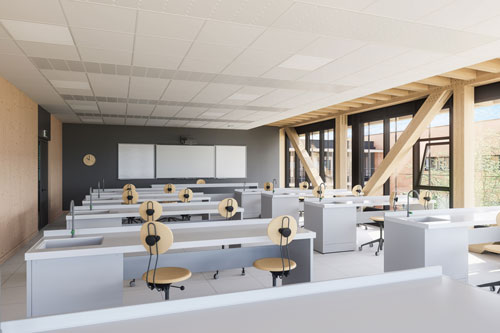 Reconstruction - Accueil - Intérieur - Lycée Agricole Chervé - Intérieur - Salle de Classe -Keops Architecture - Perreux - Loire